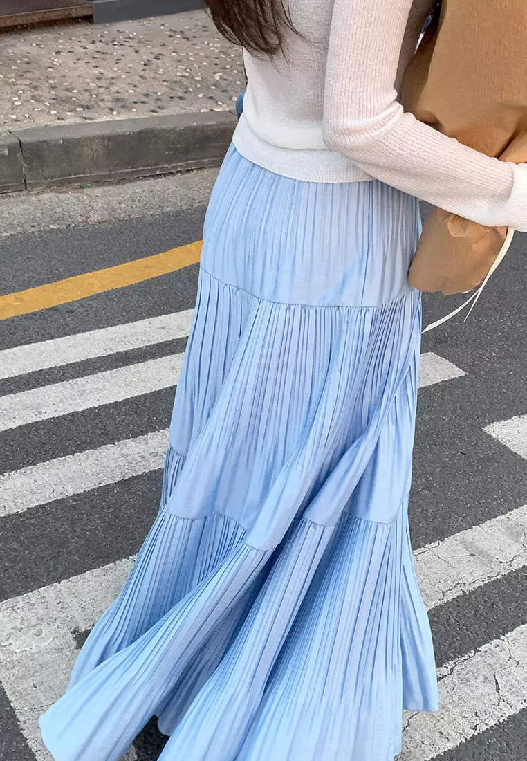 Elegant pleated skirt K061809W-sunnydaysweety