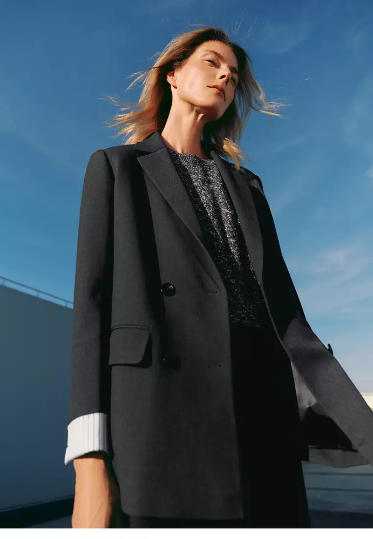 Fashion new double-breasted design gray suit jacket Blazers K100309