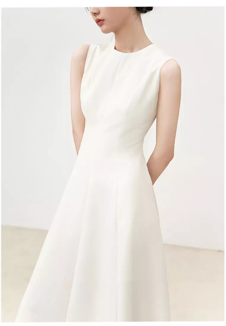 Fashionable and elegant round neck sleeveless dress K052807BK