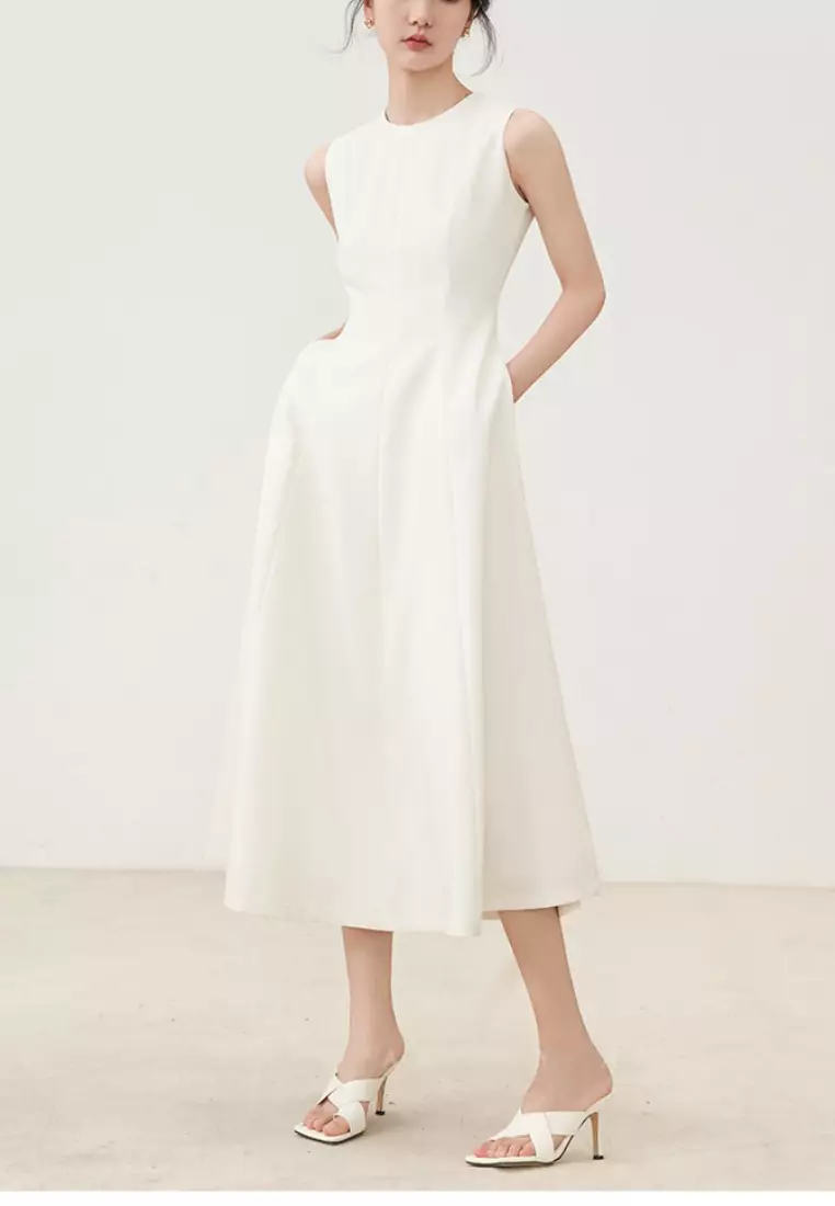 Fashionable and elegant round neck sleeveless dress K052807BK