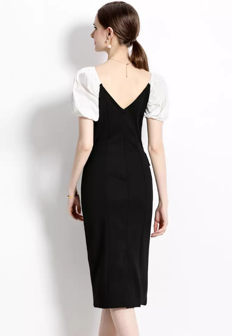 French new gentle style puff sleeve dress CA100537