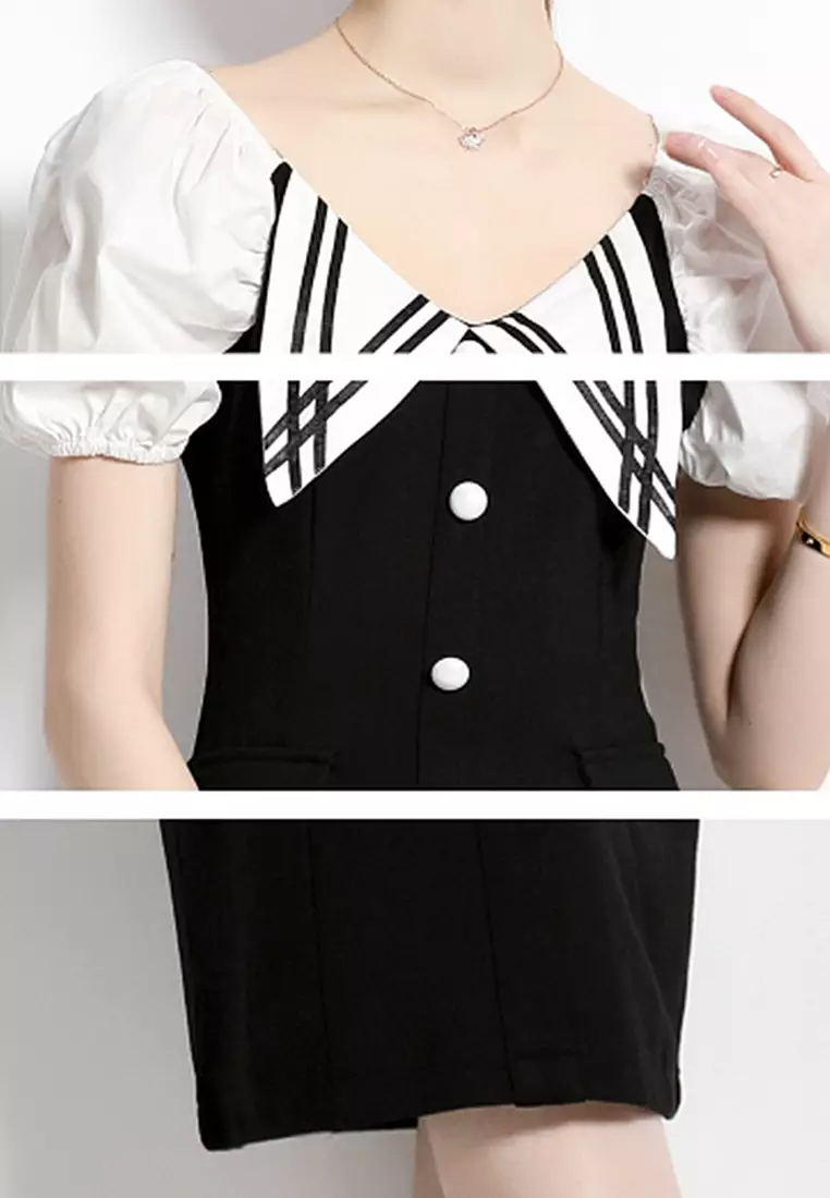 French new gentle style puff sleeve dress CA100537