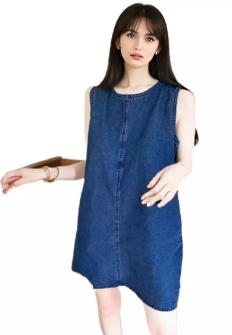 French style simple vest denim dress K061304