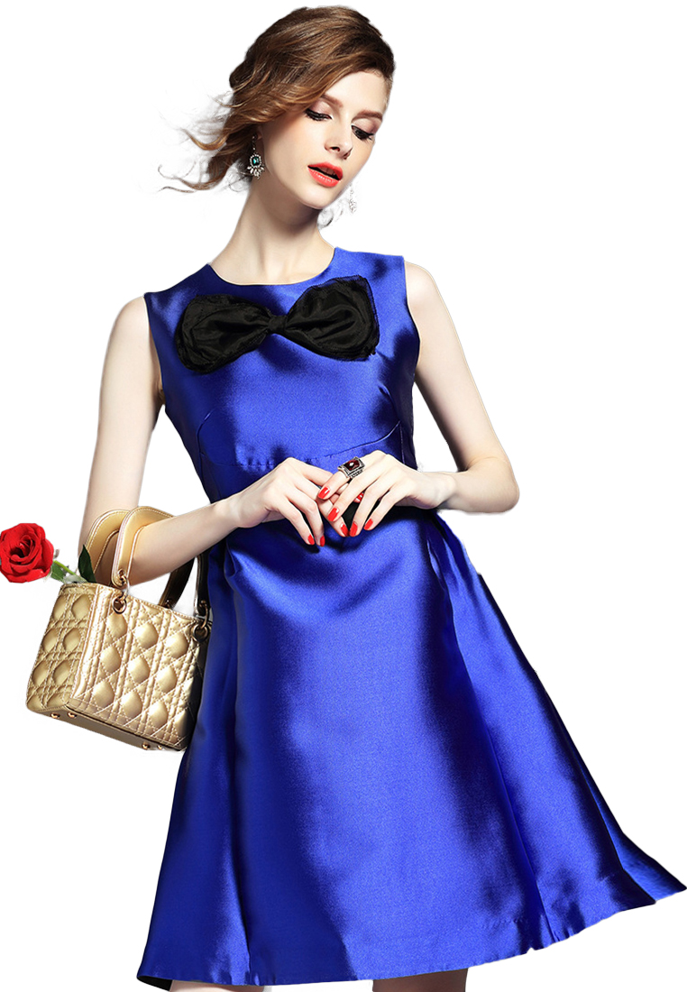 --Blue Bow A-Line One Piece Dress K200416032-L