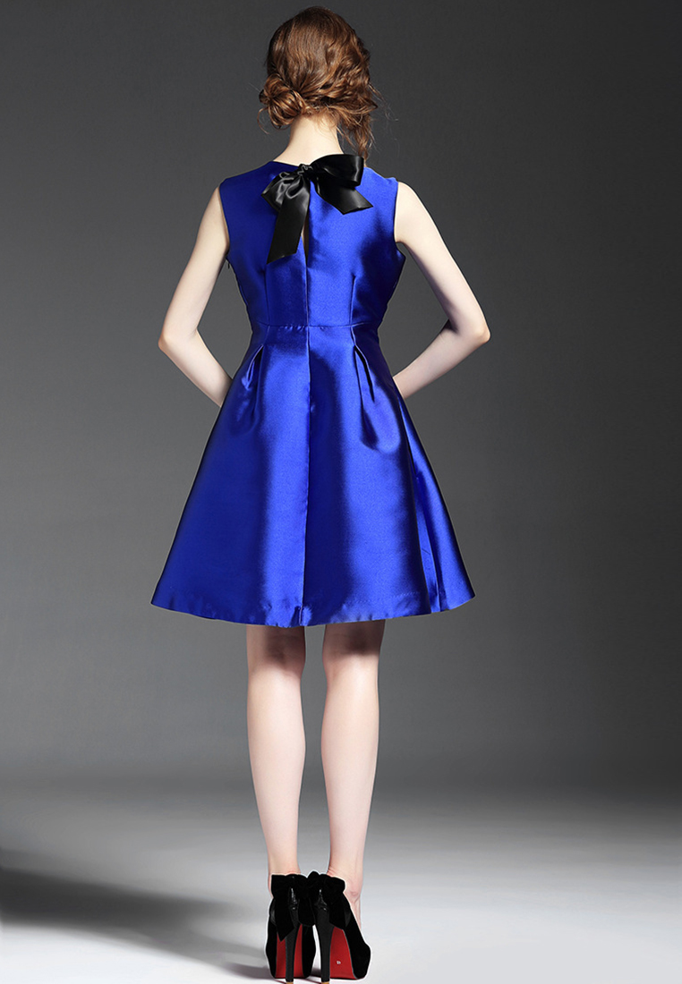 --Blue Bow A-Line One Piece Dress K200416032-L
