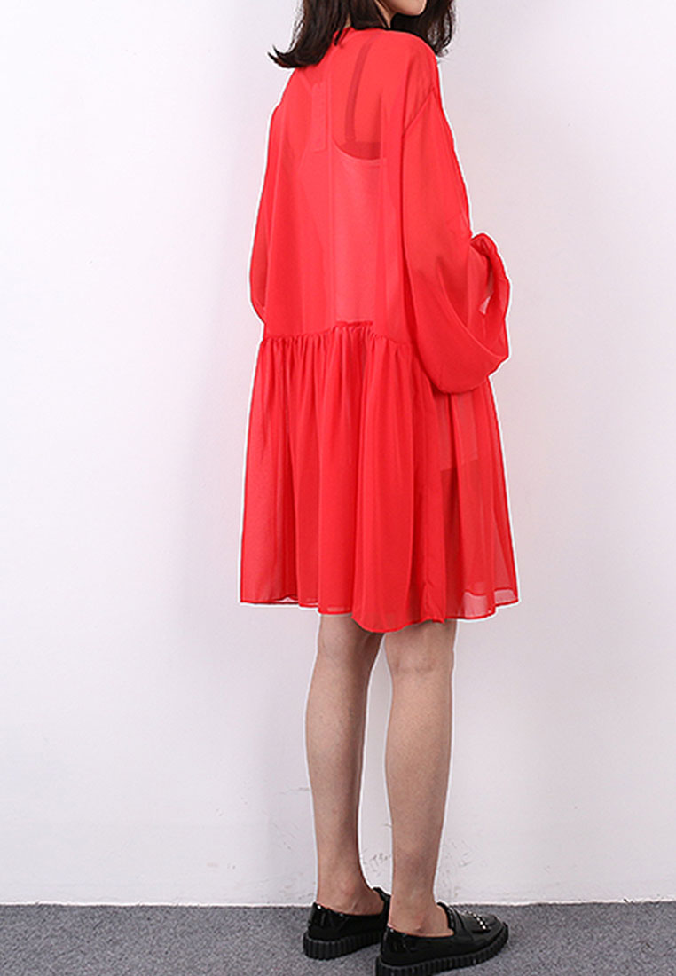 --Button Down Flare One Piece Dress K20050401RD-M