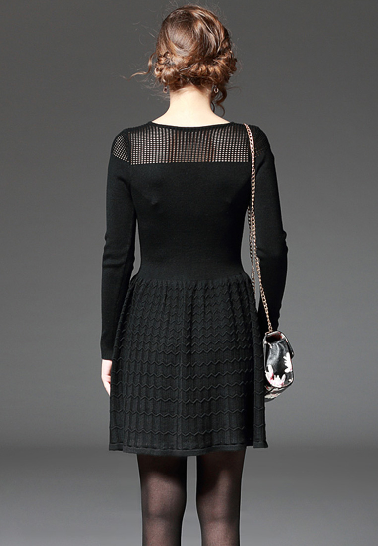 --Women Long-Sleeved Knit Wool Knit Dress K2006040-M