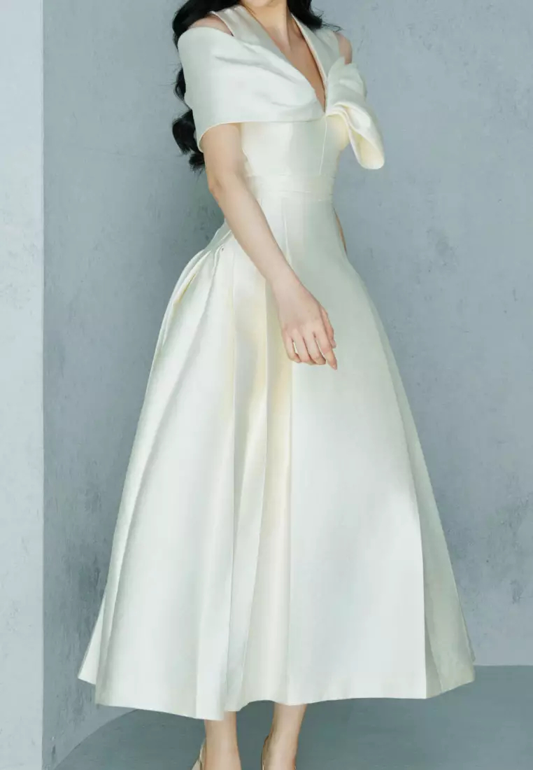 Luxurious new V-neck big bowknot big swing dress K100203