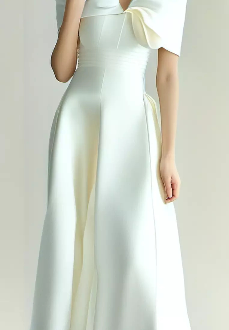 Luxurious new V-neck big bowknot big swing dress K100203