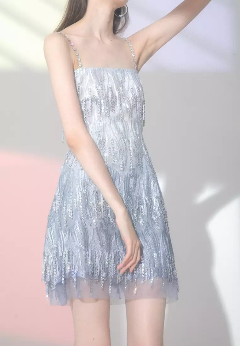 Luxurious new rhinestone suspenderdress K100202