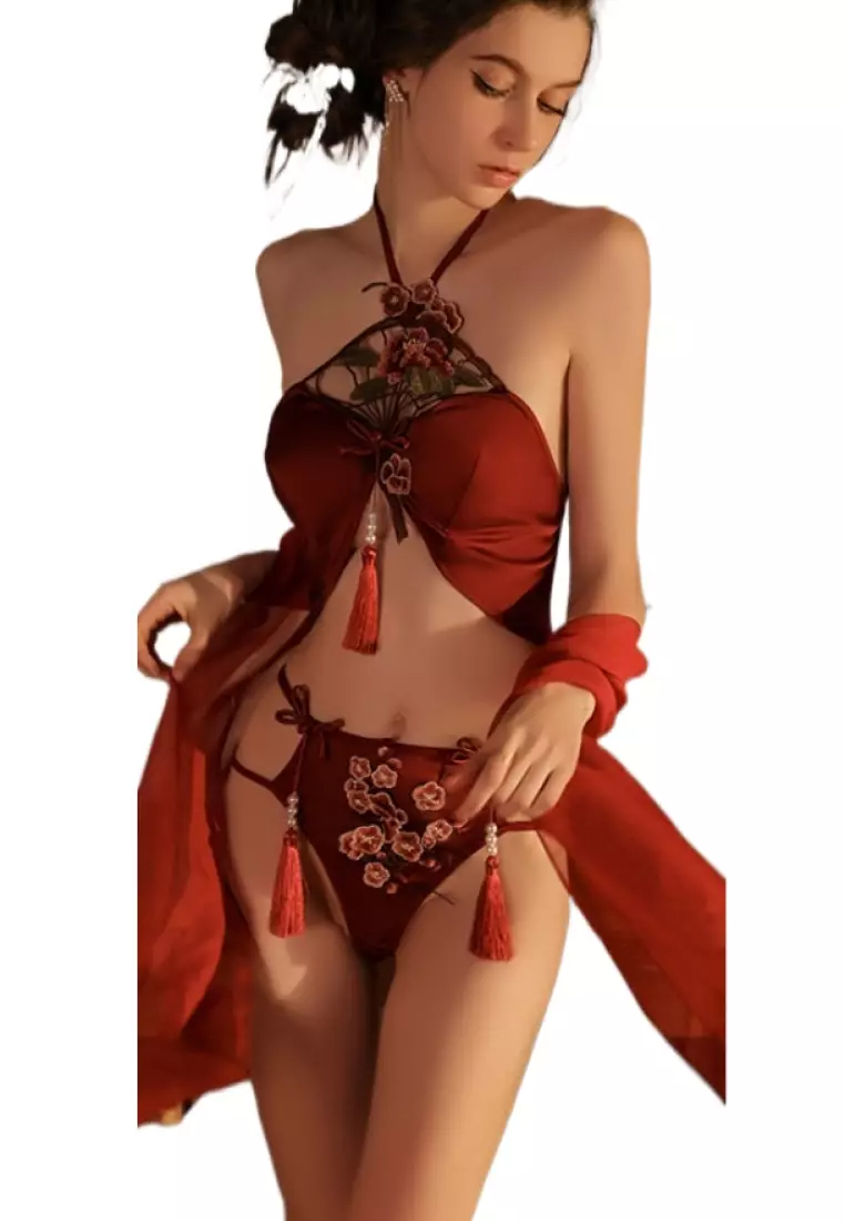 New Classic Bellyband Embroidered Pajamas Lingerie K062604