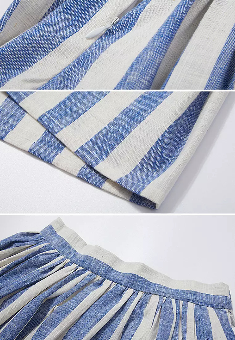 New French retro elegant striped skirt CA24032520