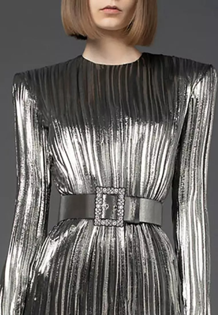 New Iron silver long-sleeved dress K100214