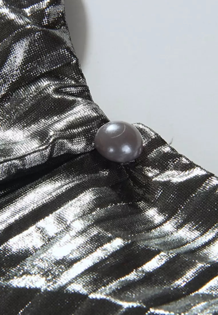 New Iron silver long-sleeved dress K100214