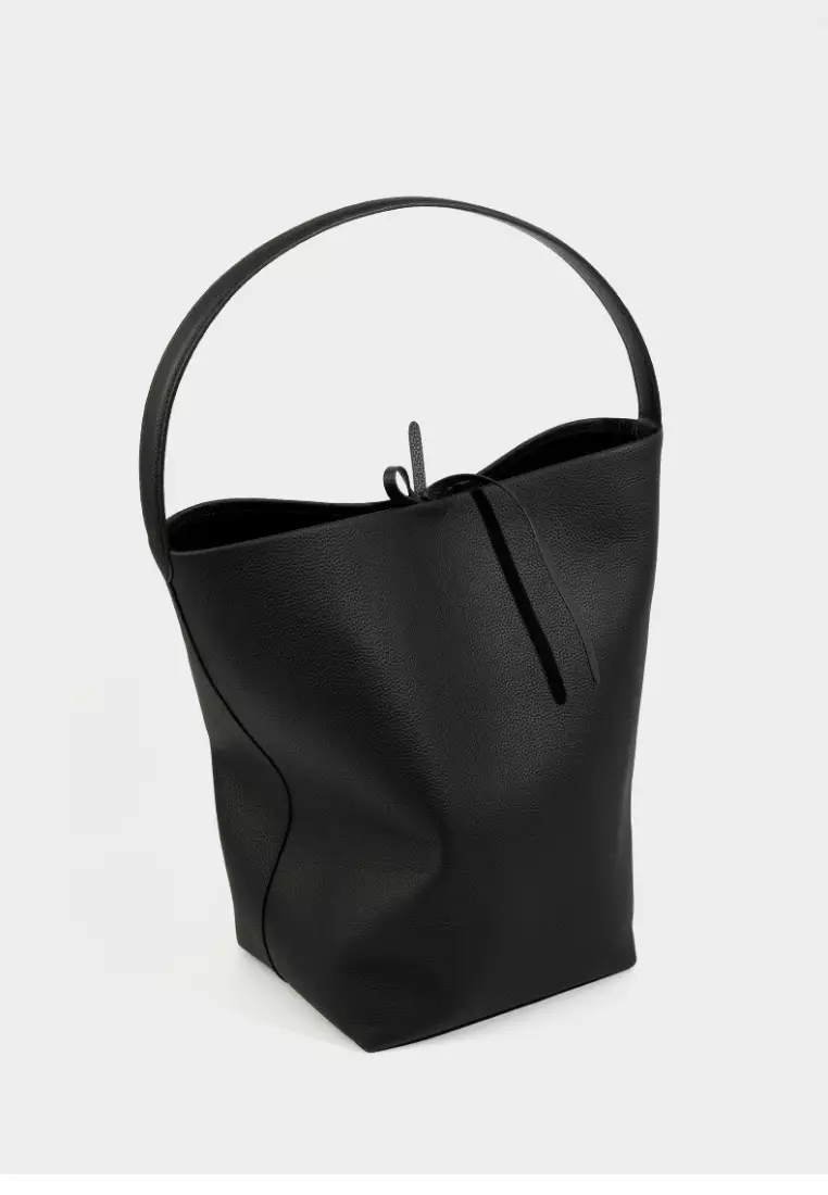 New suede cowhide large capacity genuine leather bucket bag K100401-BW