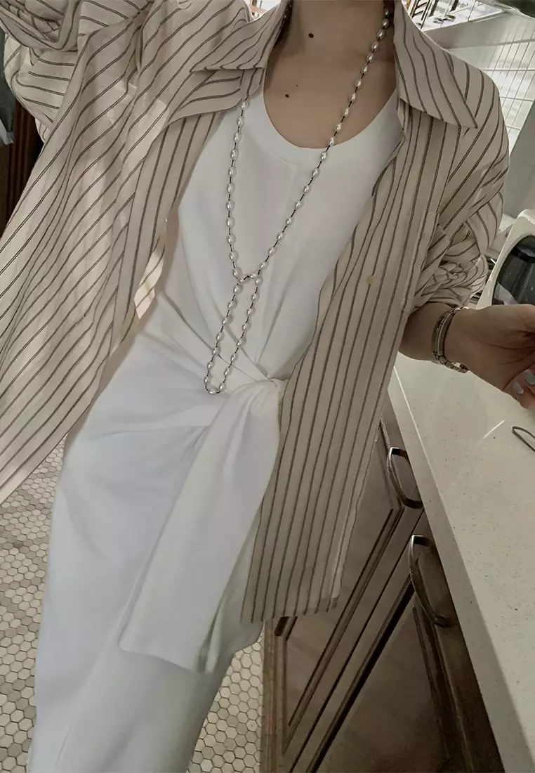 New elegant French U-neck knotted dress CA24032514BK