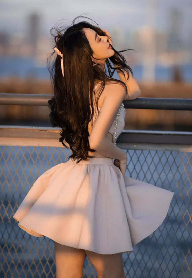 New elegant diamond suspender dress backless design dress K100206