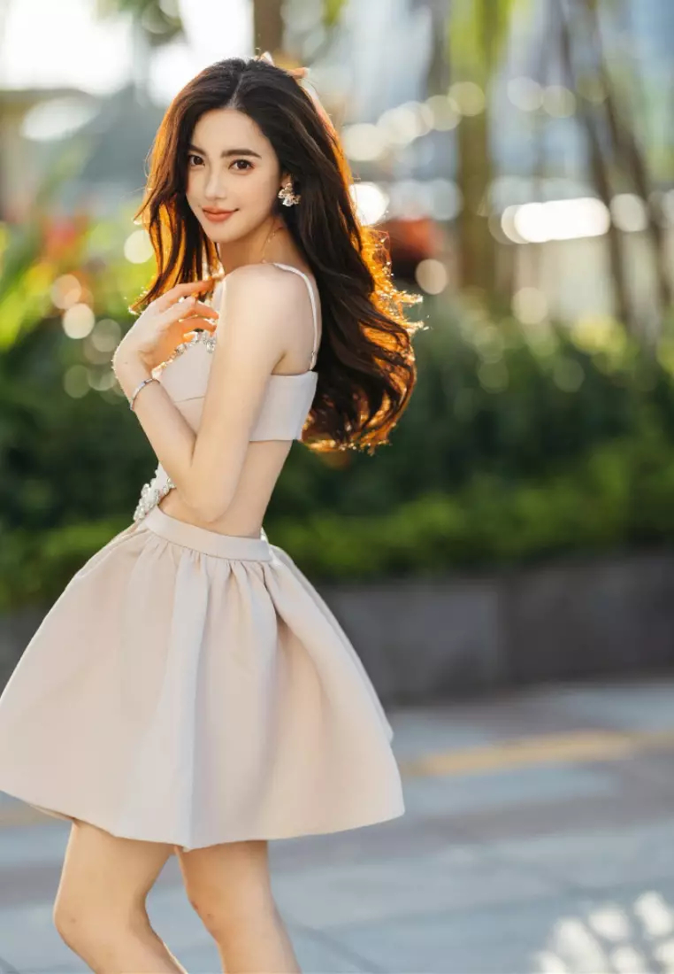 New elegant diamond suspender dress backless design dress K100206