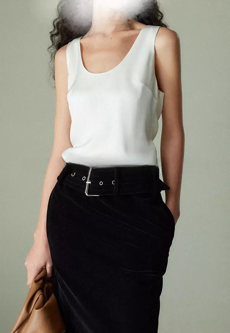  New high-end satin U-neck camisole sleeveless top K052802W