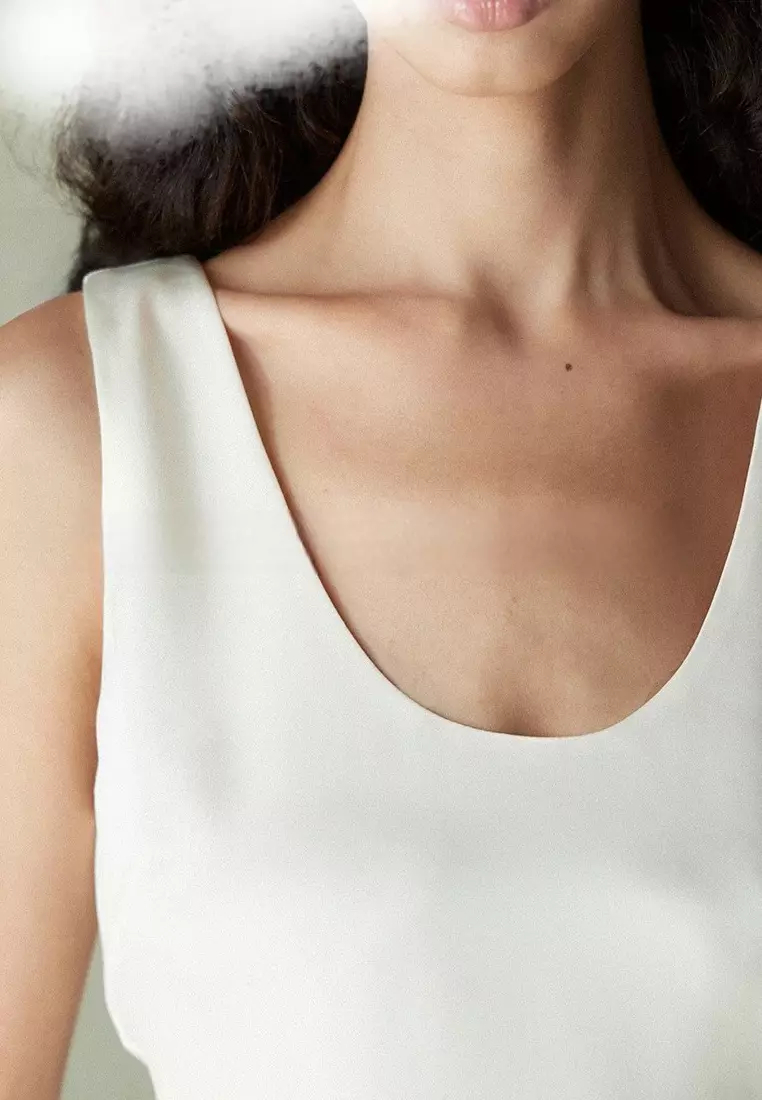  New high-end satin U-neck camisole sleeveless top K052802W