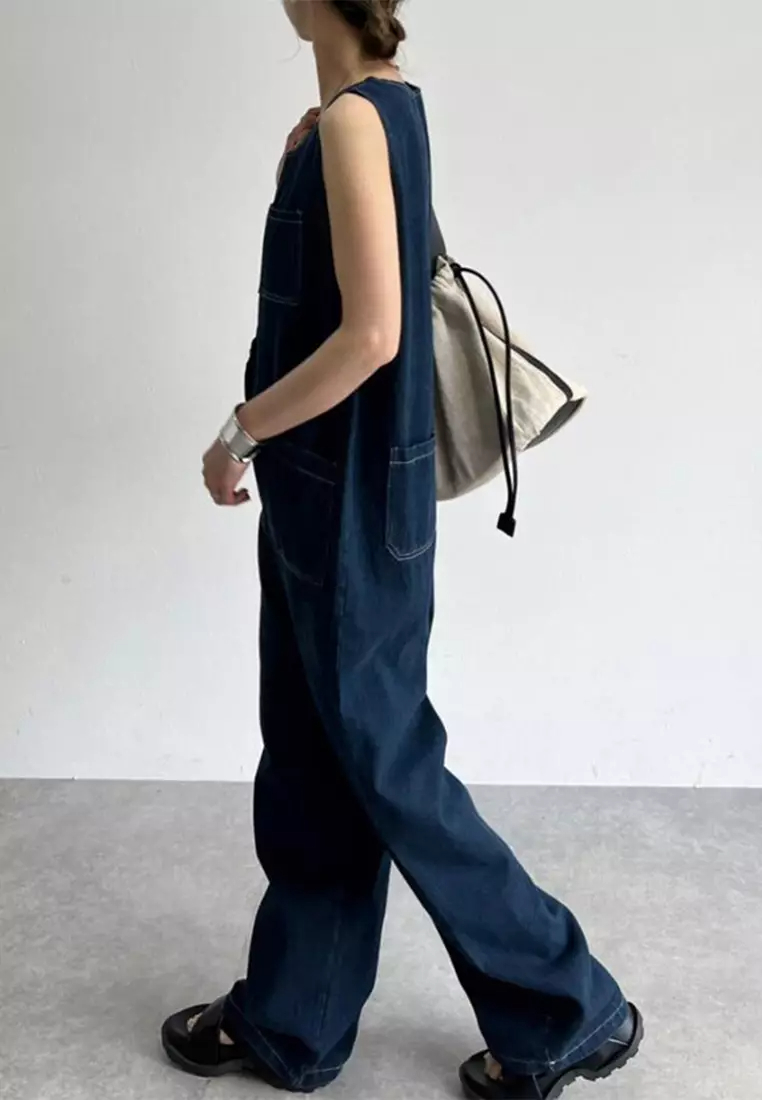 New loose high-waisted casual wide-leg one-piece jeans CA24032540-sunnydaysweety