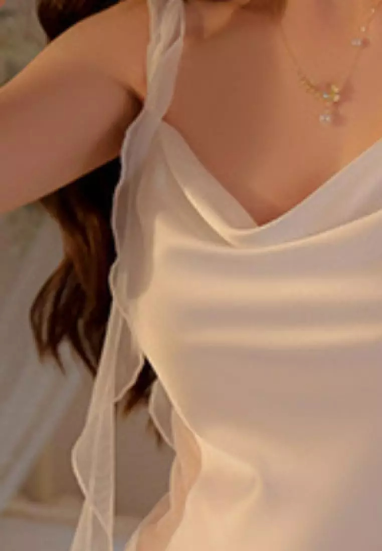 New lotus leaf shoulder strap pajamas nightgown Lingerie K062602W