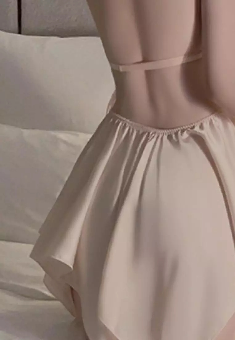 New style butterfly ice silk sling backless pajamas nightdress Lingerie K062601W-sunnydaysweety