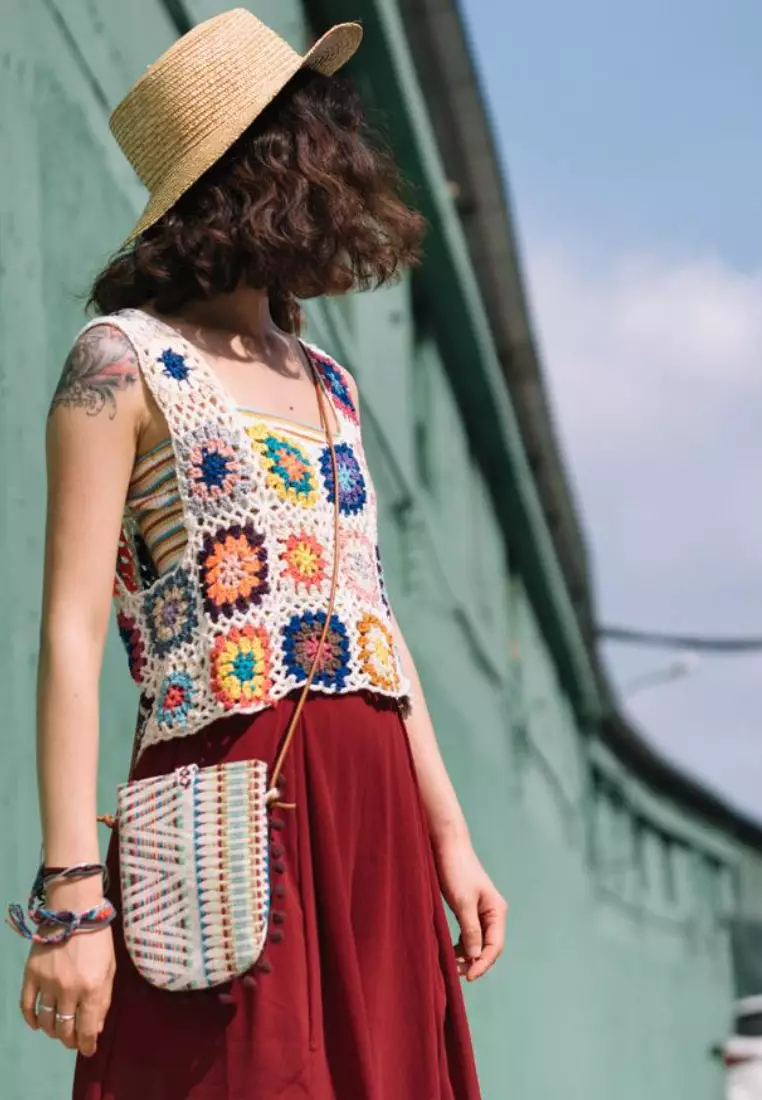 New summer crochet colorful woven vest women's tops K061804