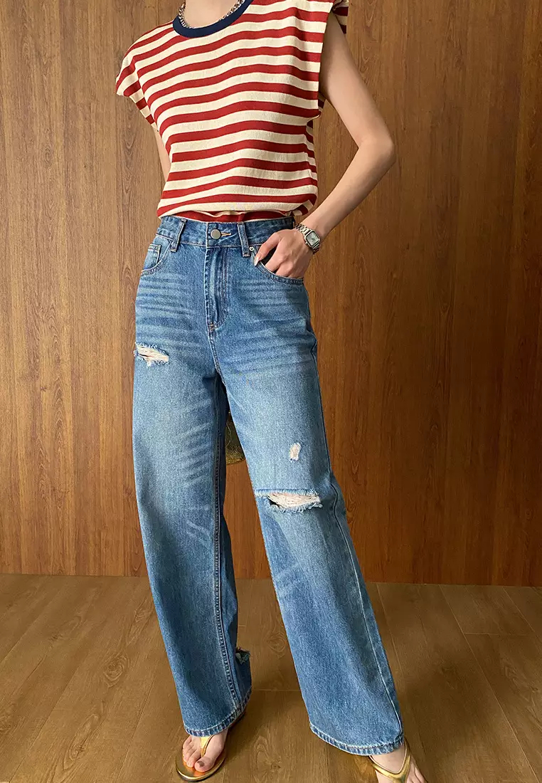 New summer sleeveless knitted women's T-shirt top K070804-RD-sunnydaysweety