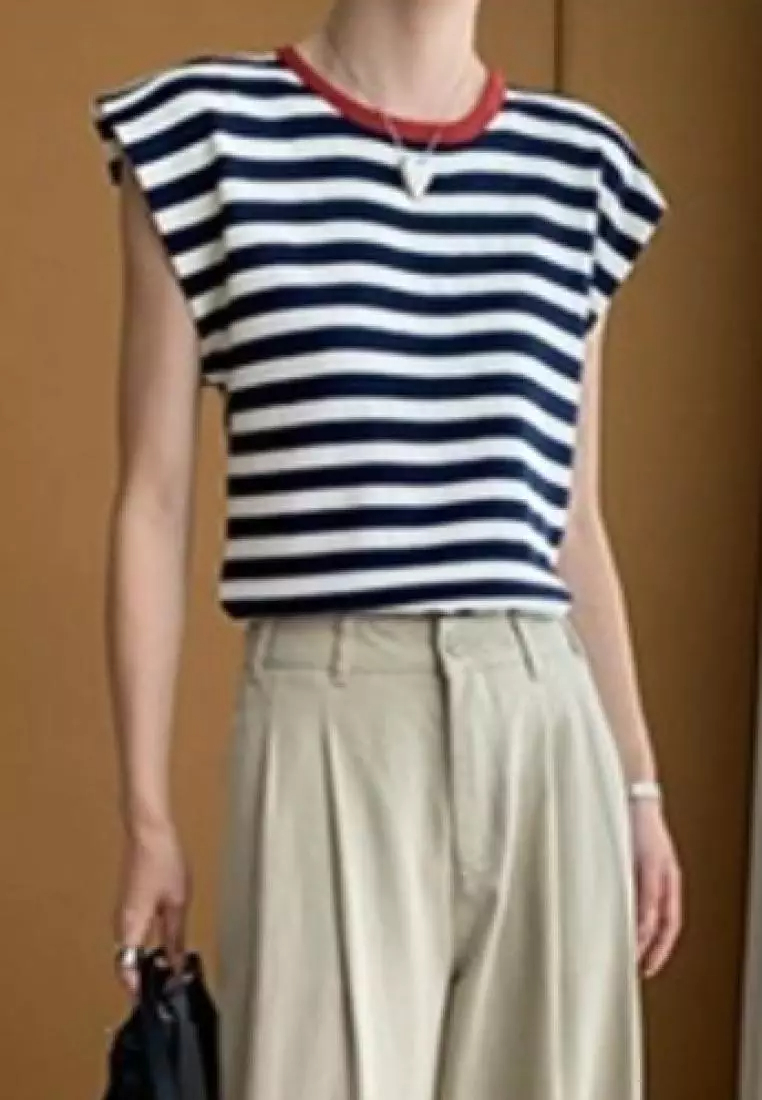 New summer sleeveless knitted women's T-shirt top K070804-RD-sunnydaysweety