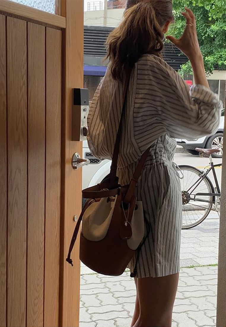 Winter vintage lace up long sleeved striped jumpsuit CA241128125MT