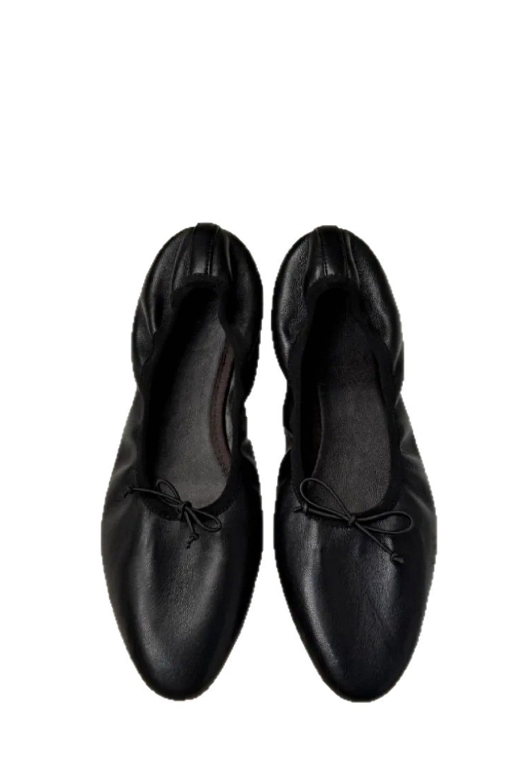 Round-toe flat pleated elegant ballet flats CA25112805BK