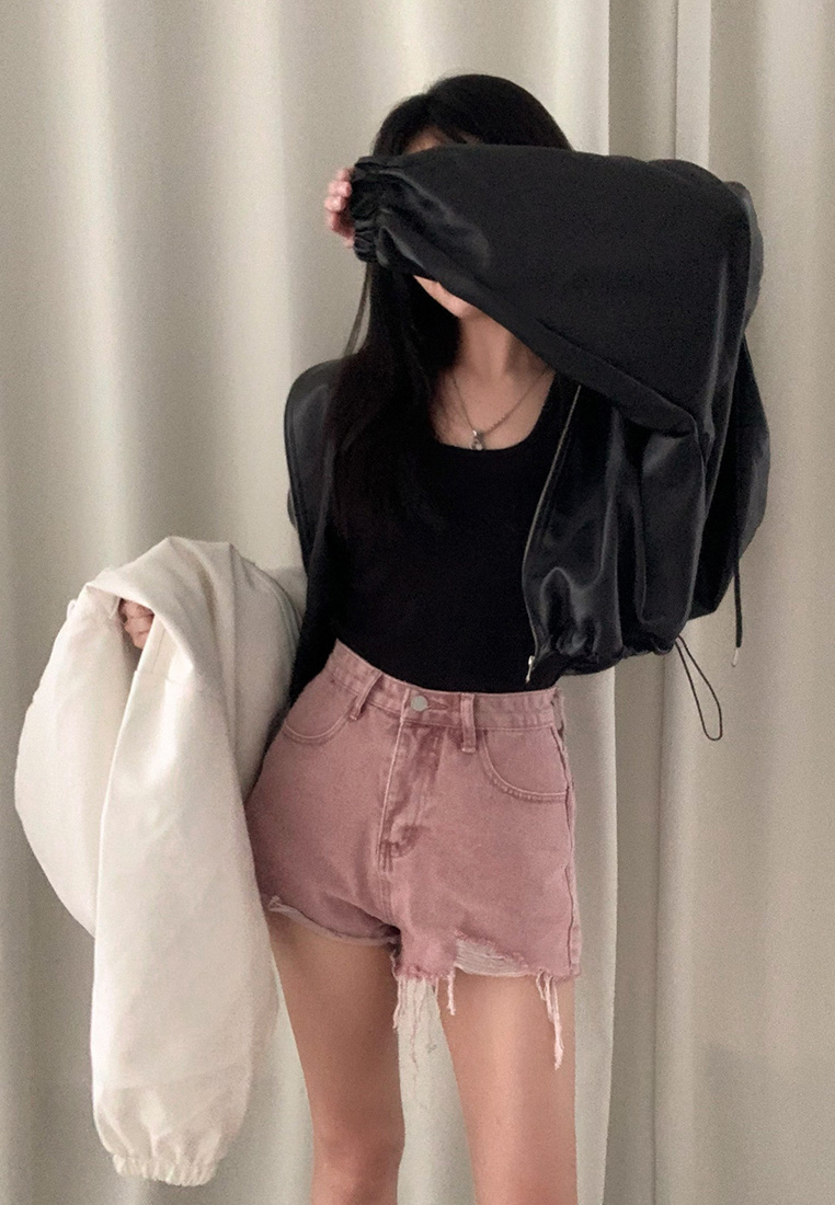 Autumn vintage loose leather jacket jacket CA24092720W