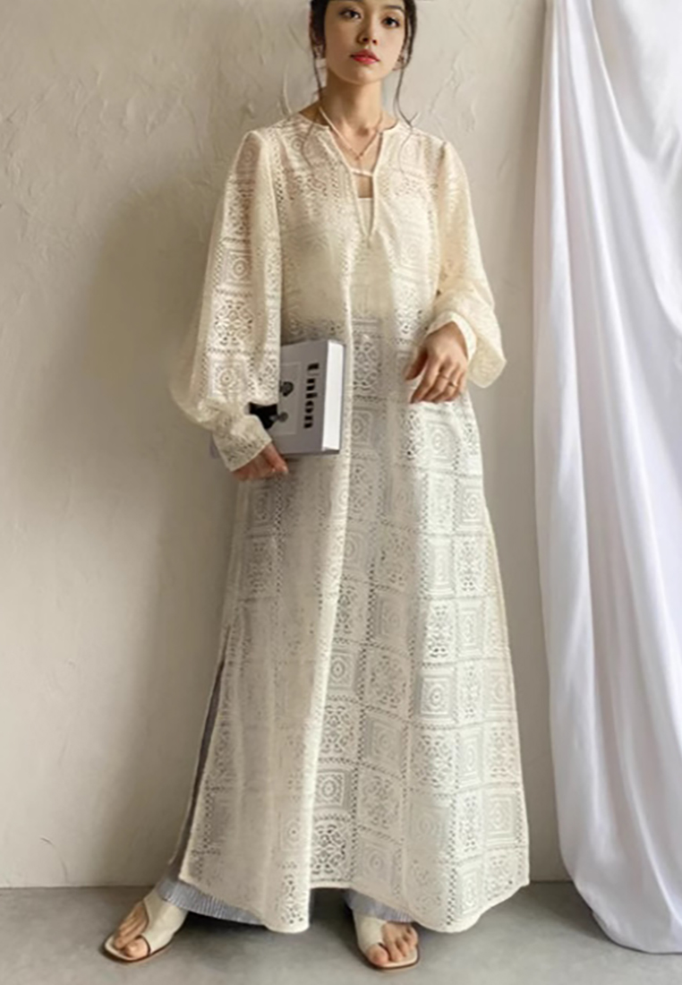Lace Long-Sleeve Casual Dress CA25091916BE