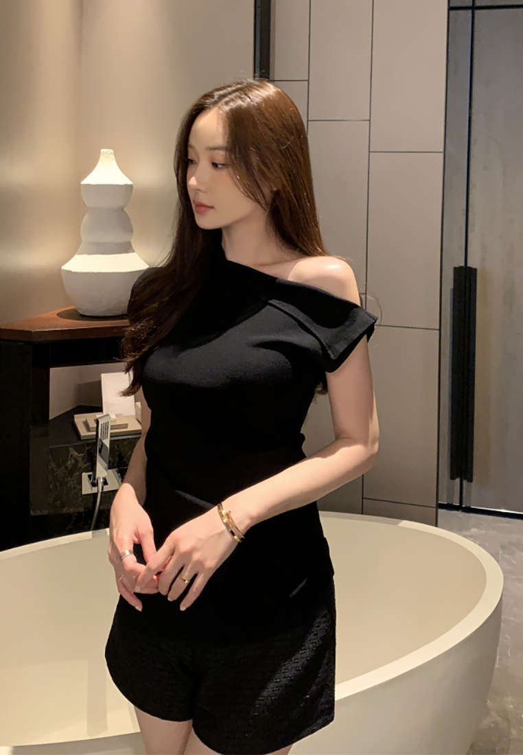 Summer French Slim Fit Knit Top CA25060338BK