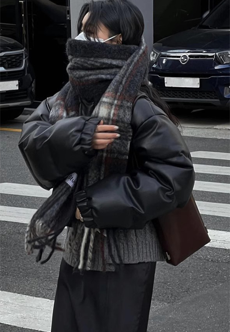 Winter vintage high-end stand up collar warm down jacket CA241128126BK