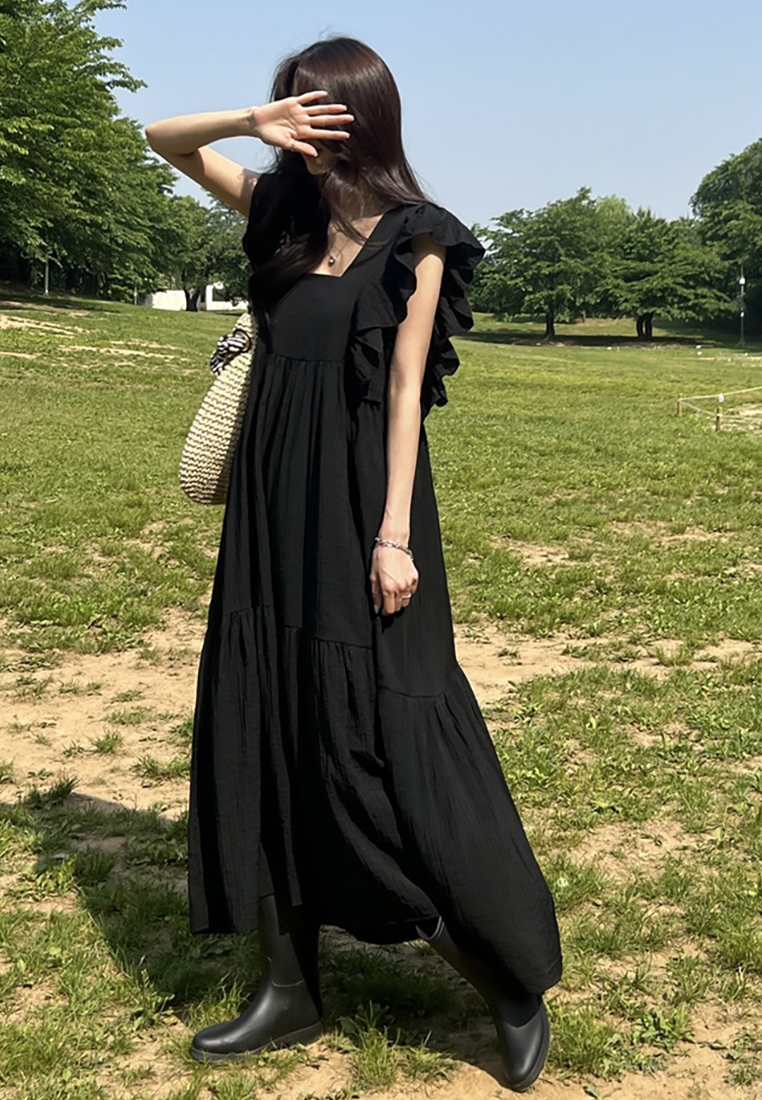 Summer temperament sweet square neck dress CA25032740GR