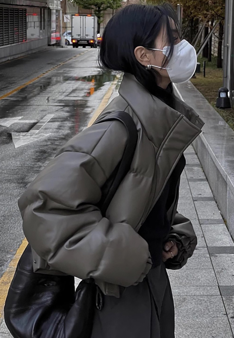 Winter vintage high-end stand up collar warm down jacket CA241128126BK