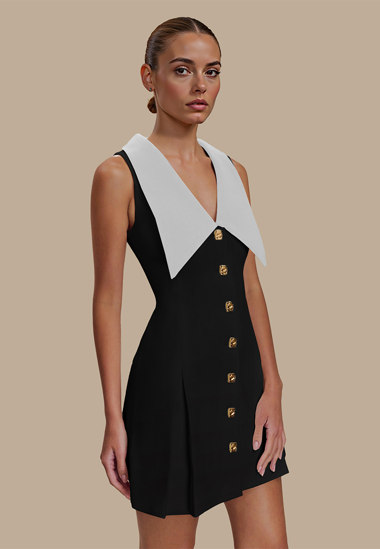 Collar sleeveless temperament waist cinching dress CA25042202W