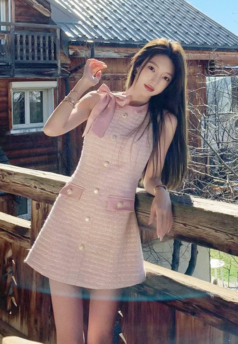 French bow coarse floral dress CA24102523PI