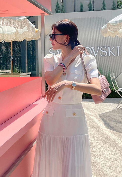 Summer French Chanel style short sleeve + high waist skirt two-piece suit CA25060335BE