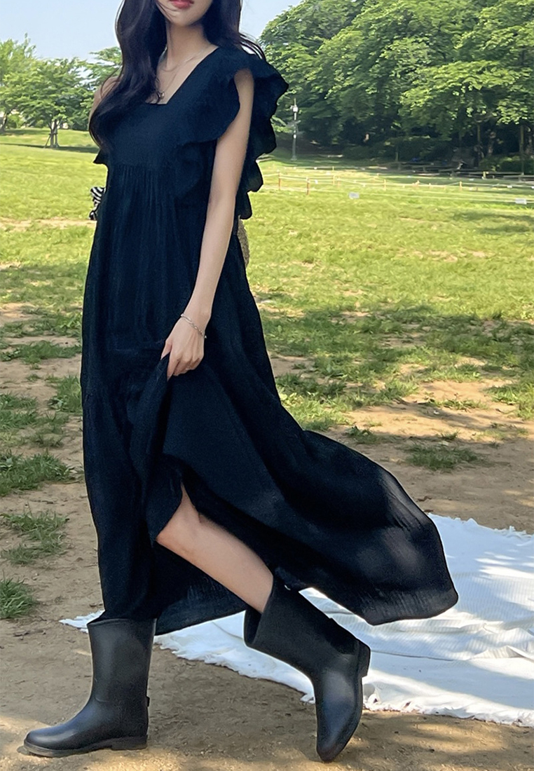 Summer temperament sweet square neck dress CA25032740GR