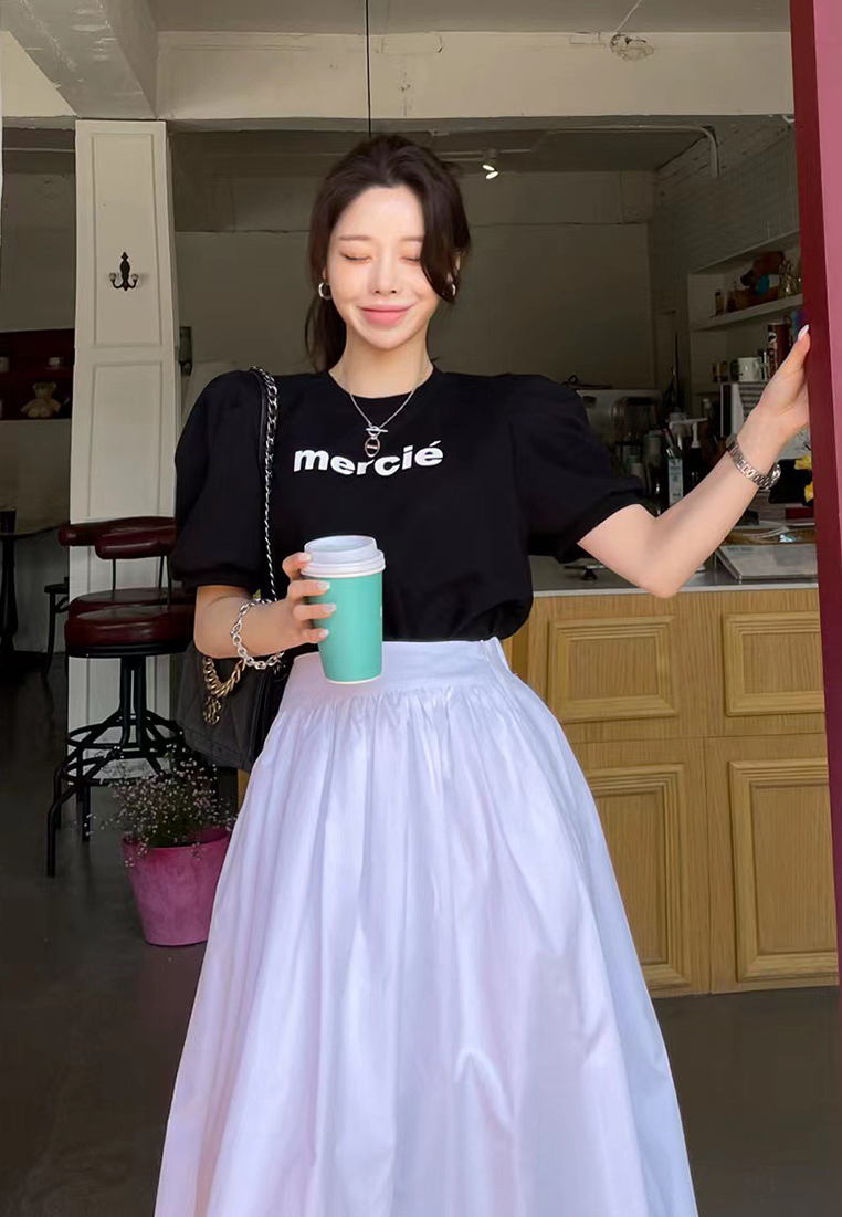 Summer new round neck letter printed T-shirt CA25042913GR