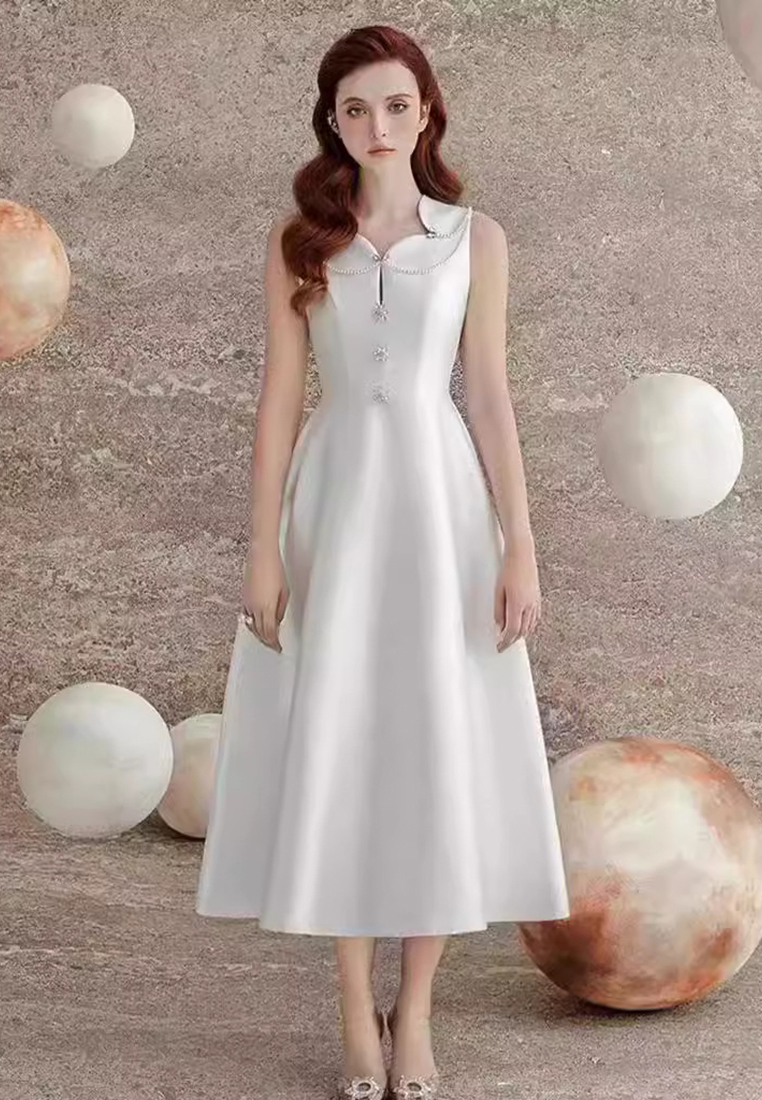 French style light luxury elegant solid color dress CA24102513BK