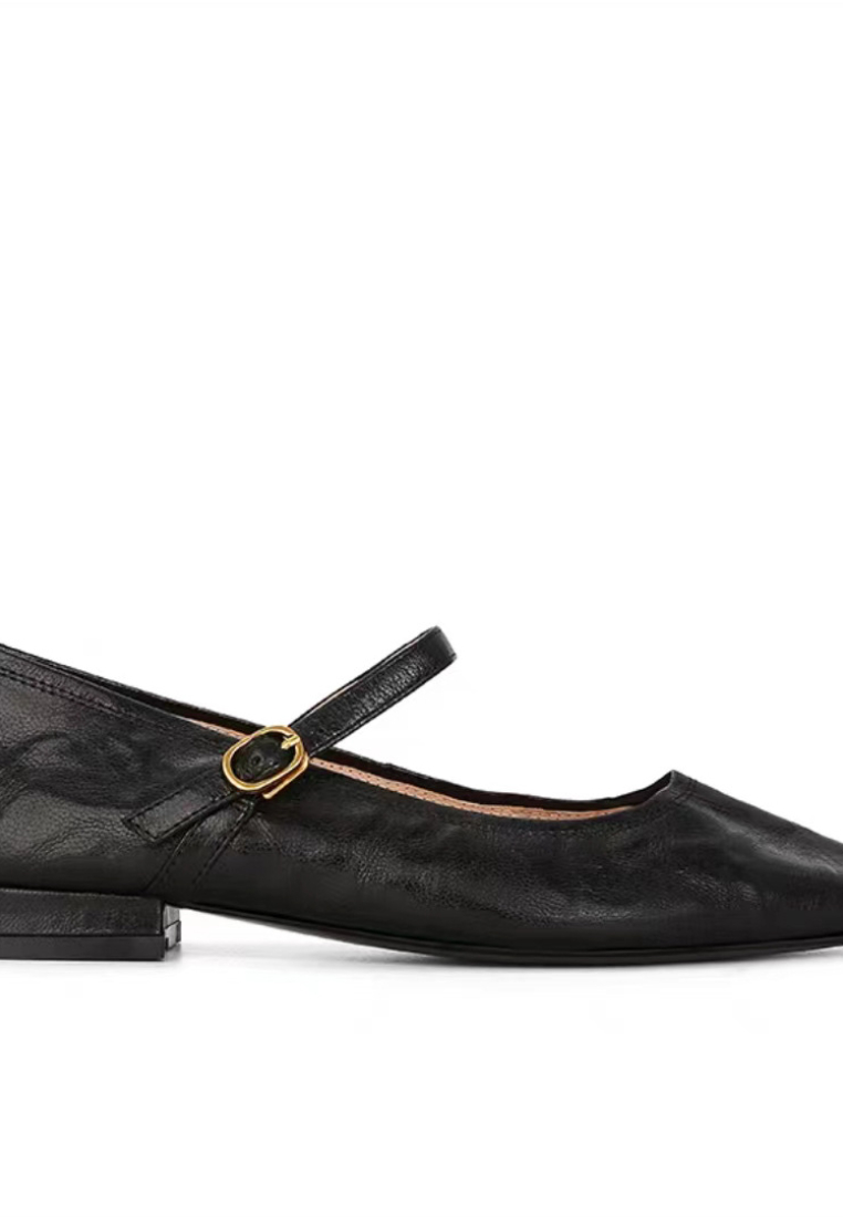 Soft leather low-cut square-toe Mary Jane flat shoes CA25112812BW