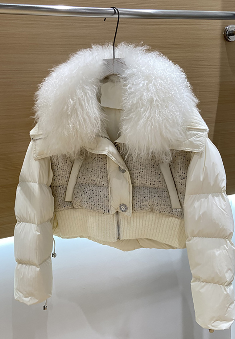 Winter women's wool solid color warm down jacket CA24112107GY