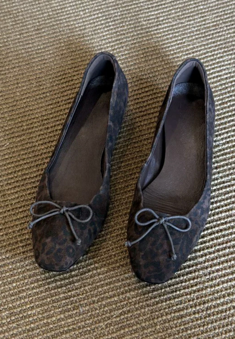 Retro style square toe bow slip on ballet flats CA25112801MT