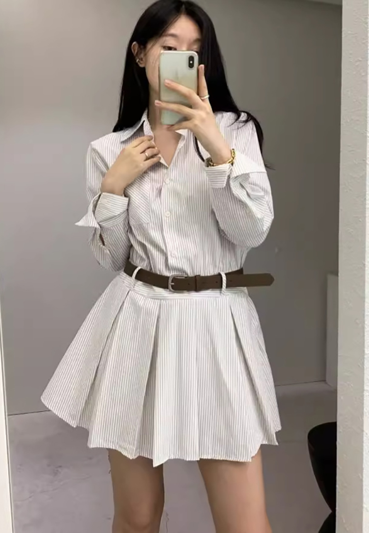 Korean minimalist striped dress CA241128152W