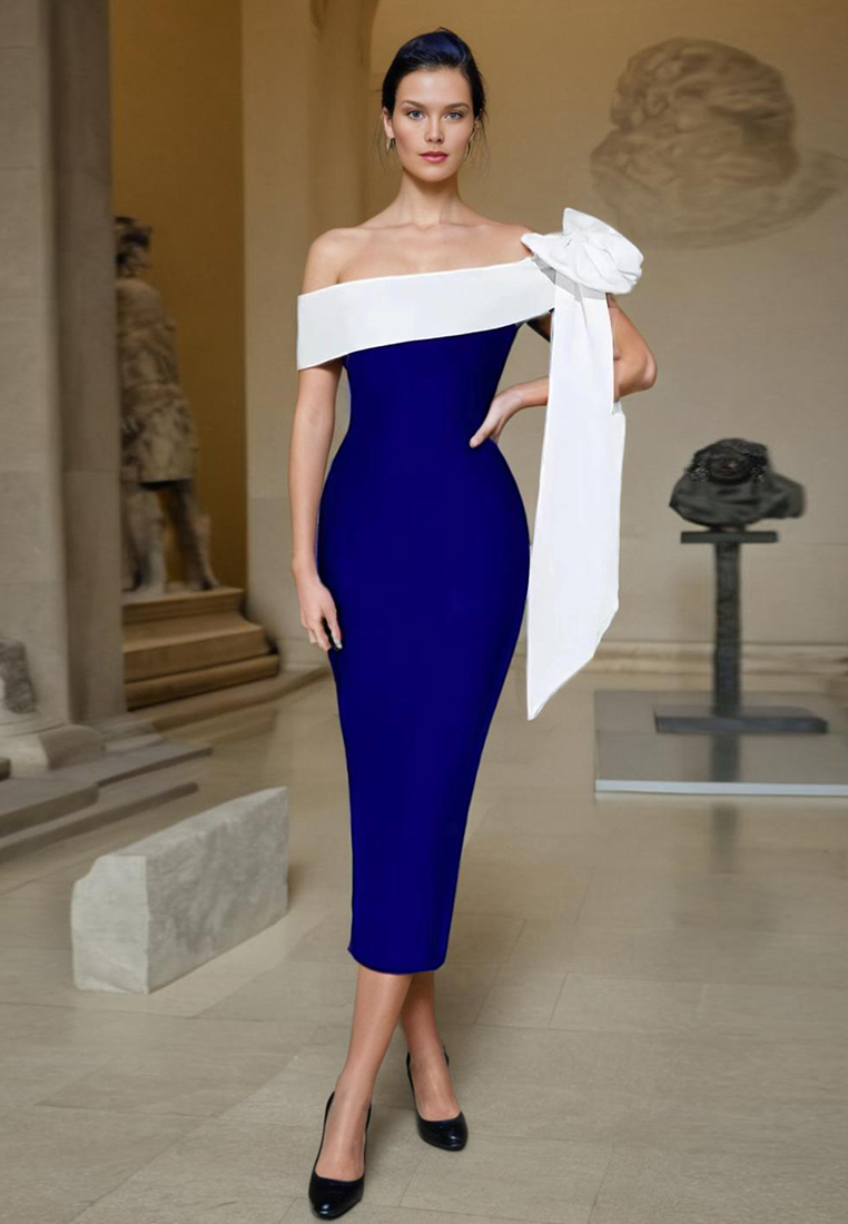 New Elegant Bow One Shoulder Dress CA242111905BK