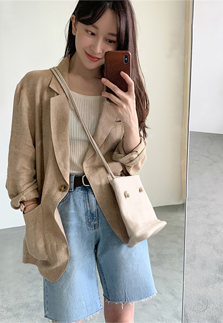 New casual long sleeved cotton linen jacket CA25091907KIkA